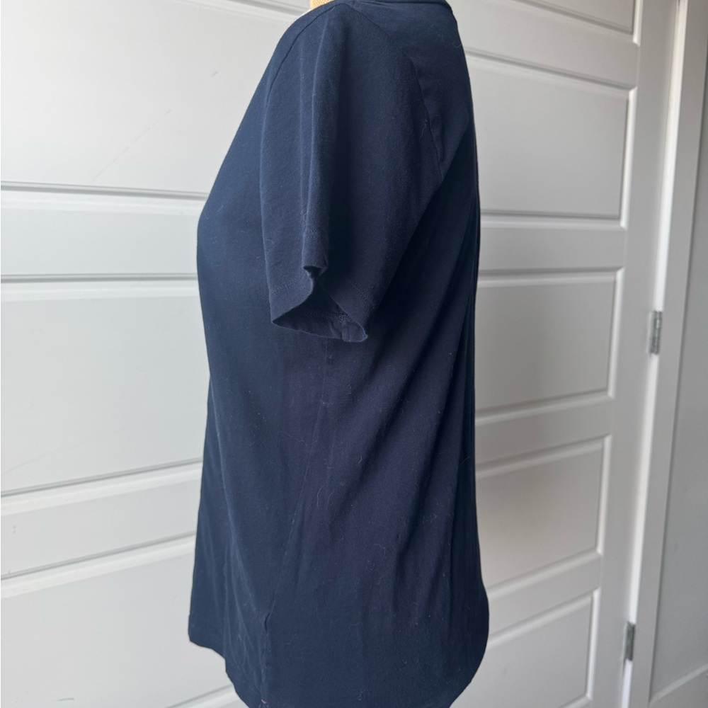 J. Crew Navy V-Neck Short Sleeve Tissue Tee - Picture 2 of 4